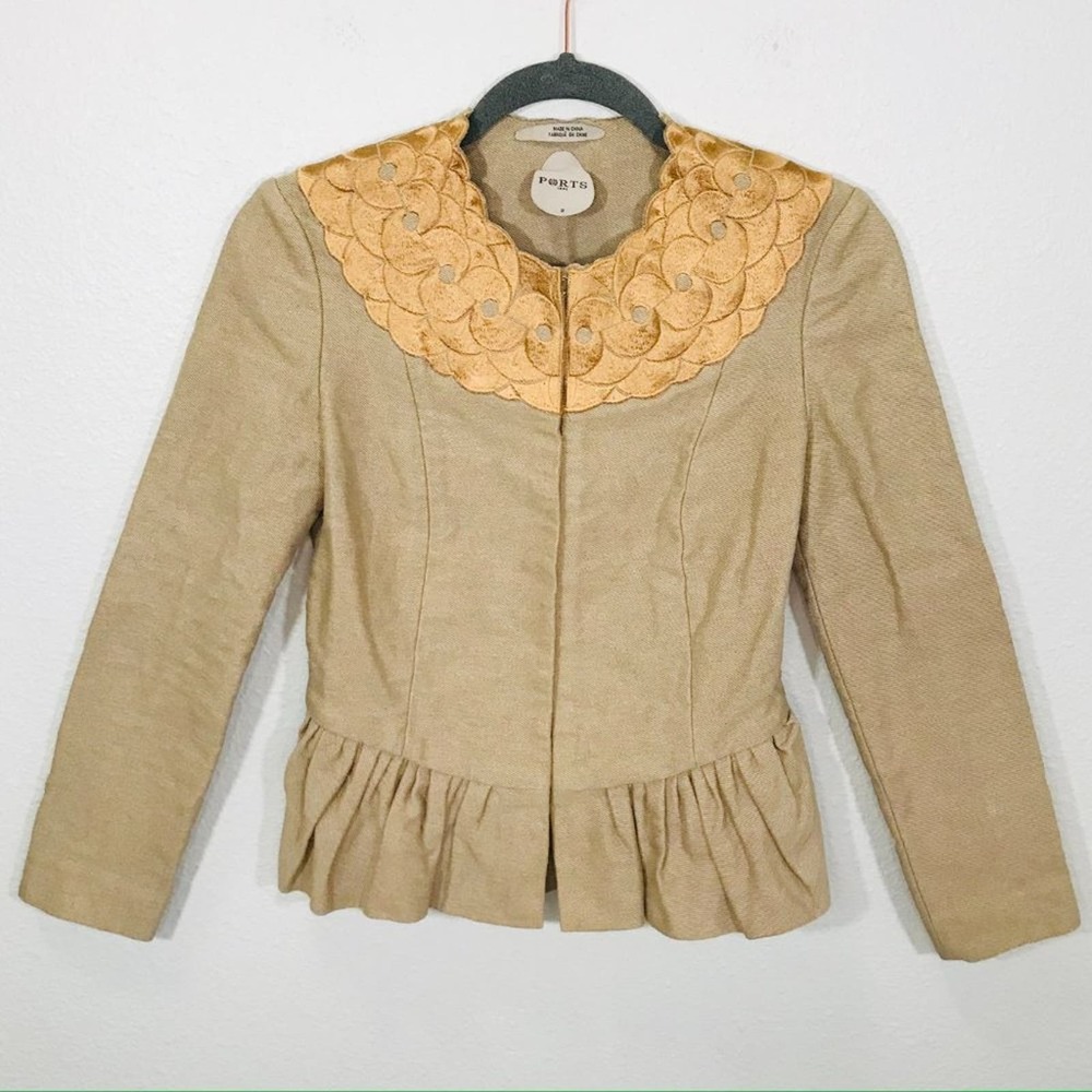 Ports 1961 Blazer Jacket Vintage Denim Peplum Embroidered, 2